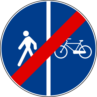 Segnale Fine della pista ciclabile contigua al marciapiede