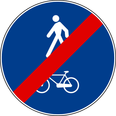 Segnale Fine del percorso pedonale e ciclabile