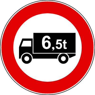 Segnale Transito vietato agli autocarri oltre 6,5 t