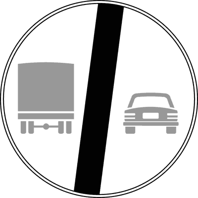 Segnale Fine del divieto di sorpasso per autocarri